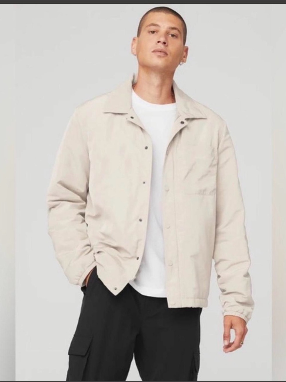 ALO Yoga Men's Light Beige Coach Jacket